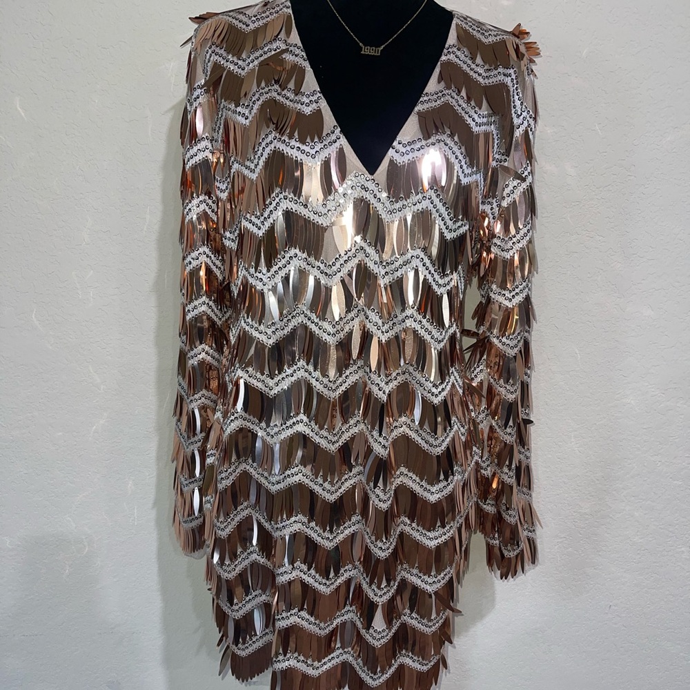 Glammed Up Sequin Dress - Rose Gold